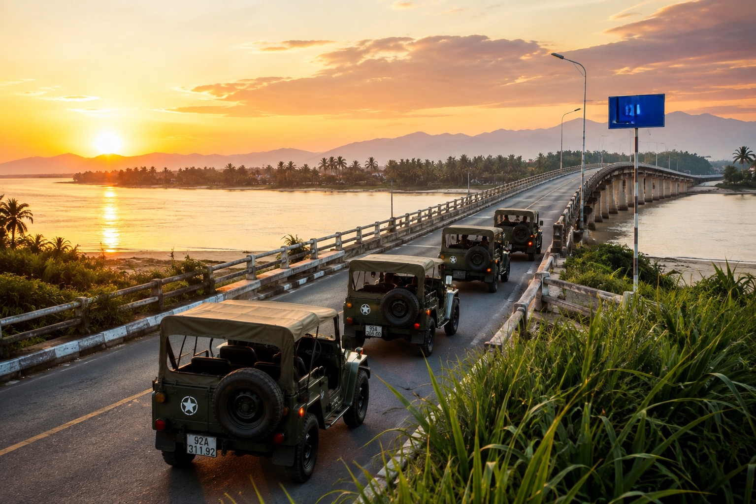 Cua Dai Bridge panorama Hoi An Jeep tour