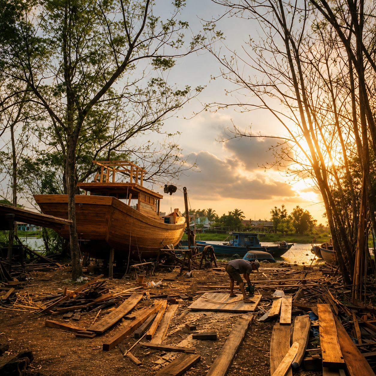 Wooden boat builders Hoi An Jeep tour