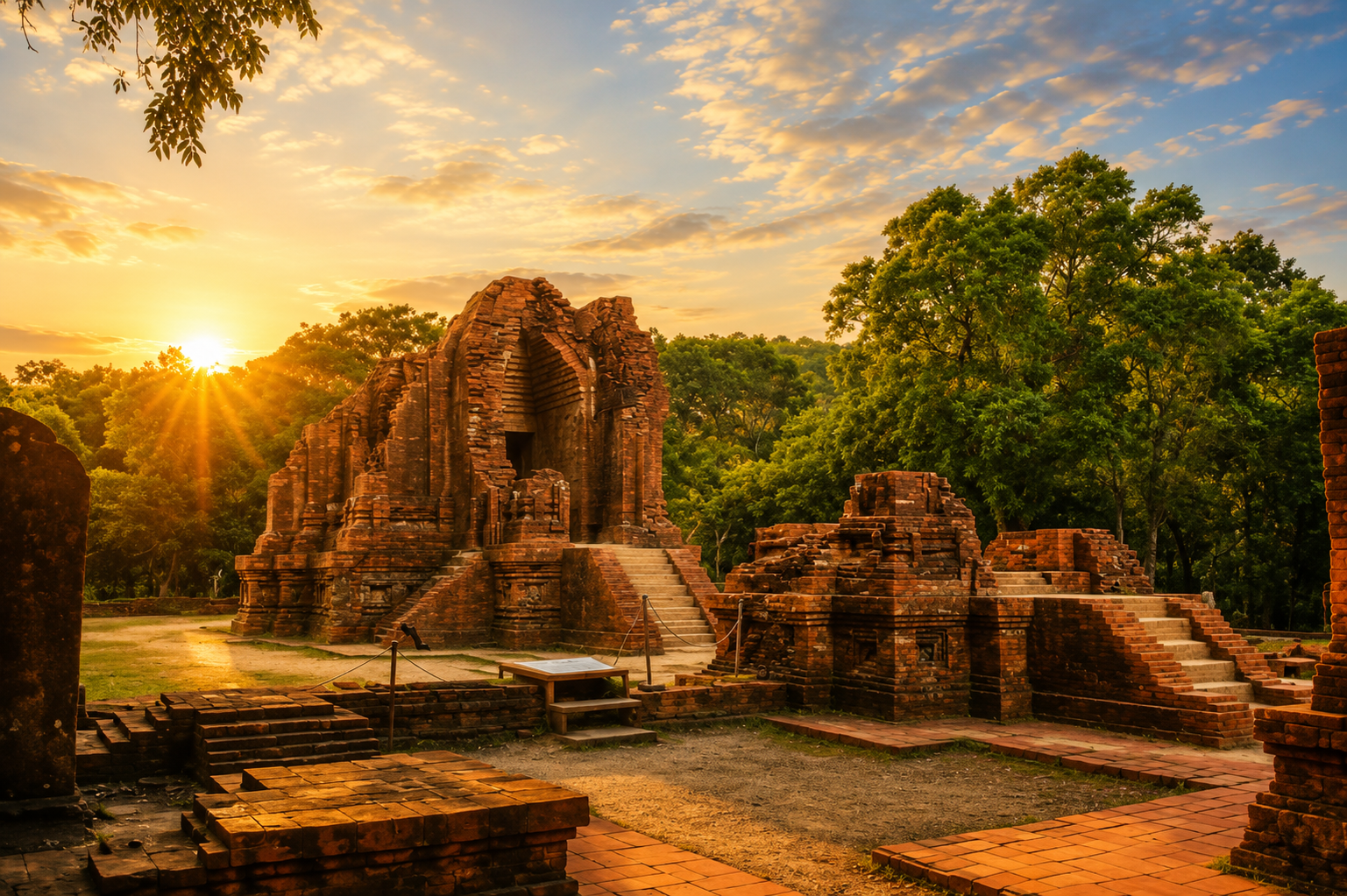 My Son Sanctuary Group G Cham temple towers at sunrise