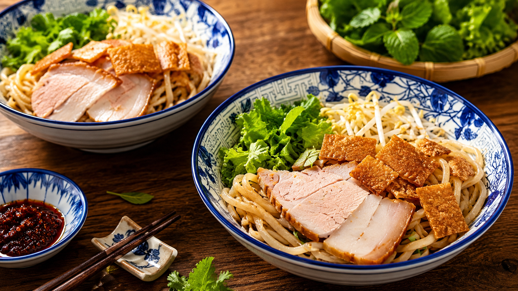 Traditional Cao Lau noodles in Hoi An, Vietnam
