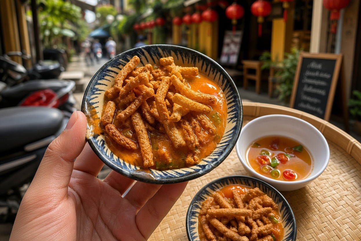 Steamed Banh Beo Rice Cakes in Small Saucers Hoi An Street Food