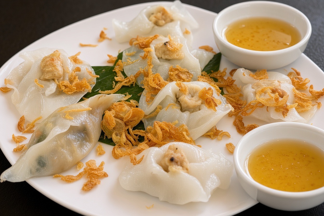 White Rose Dumplings served with fried shallots
