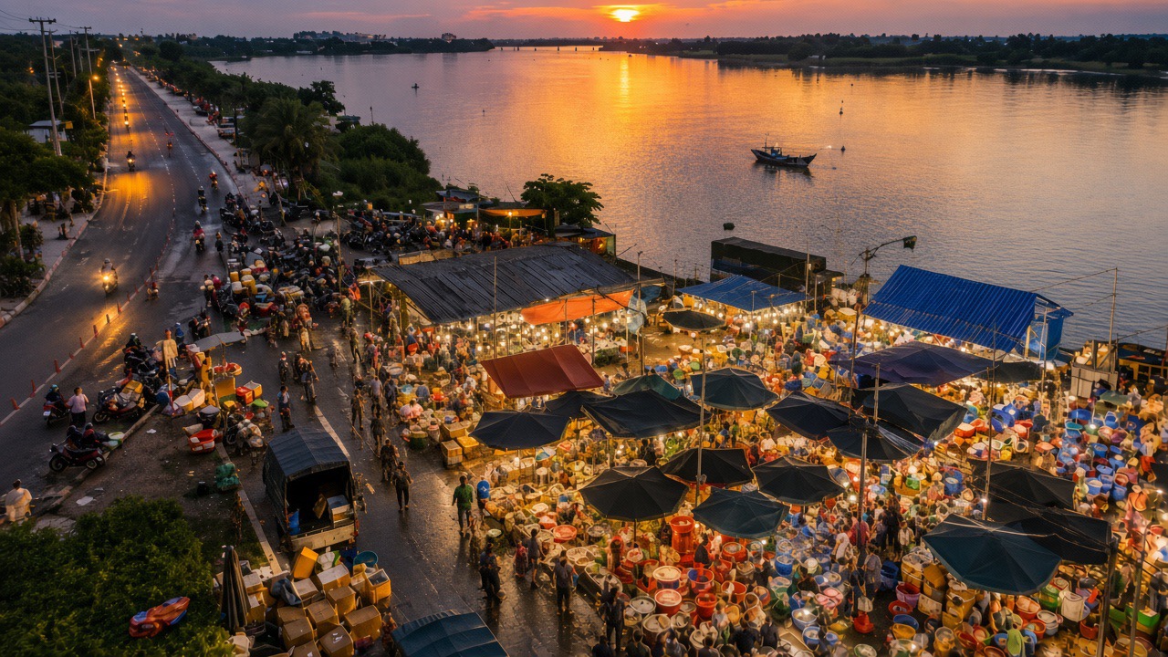 Hoi An countryside and local market at sunrise