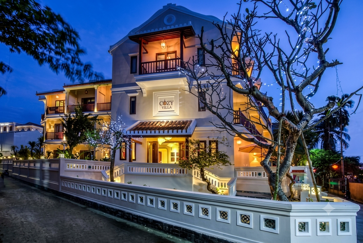 Boutique hotel and street view in Hoi An Vietnam